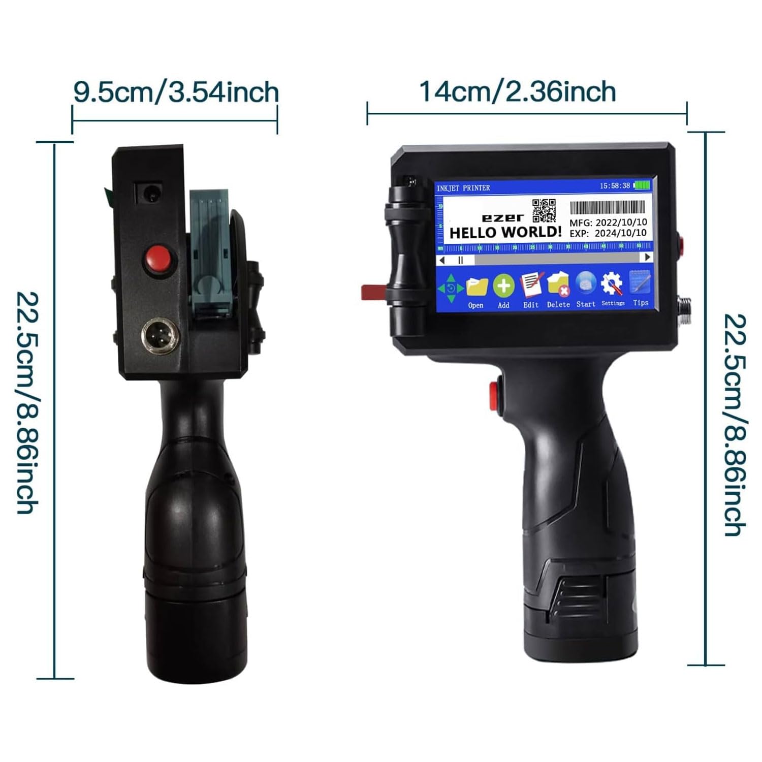 Impresora De Inyección De Tinta Portátil con Pantalla Táctil, Codificador De Inyección De Tinta Portátil con Pantalla Táctil De 4,3 Pulgadas, Compatible con Bluetooth/USB, 600 PPP, para Metal