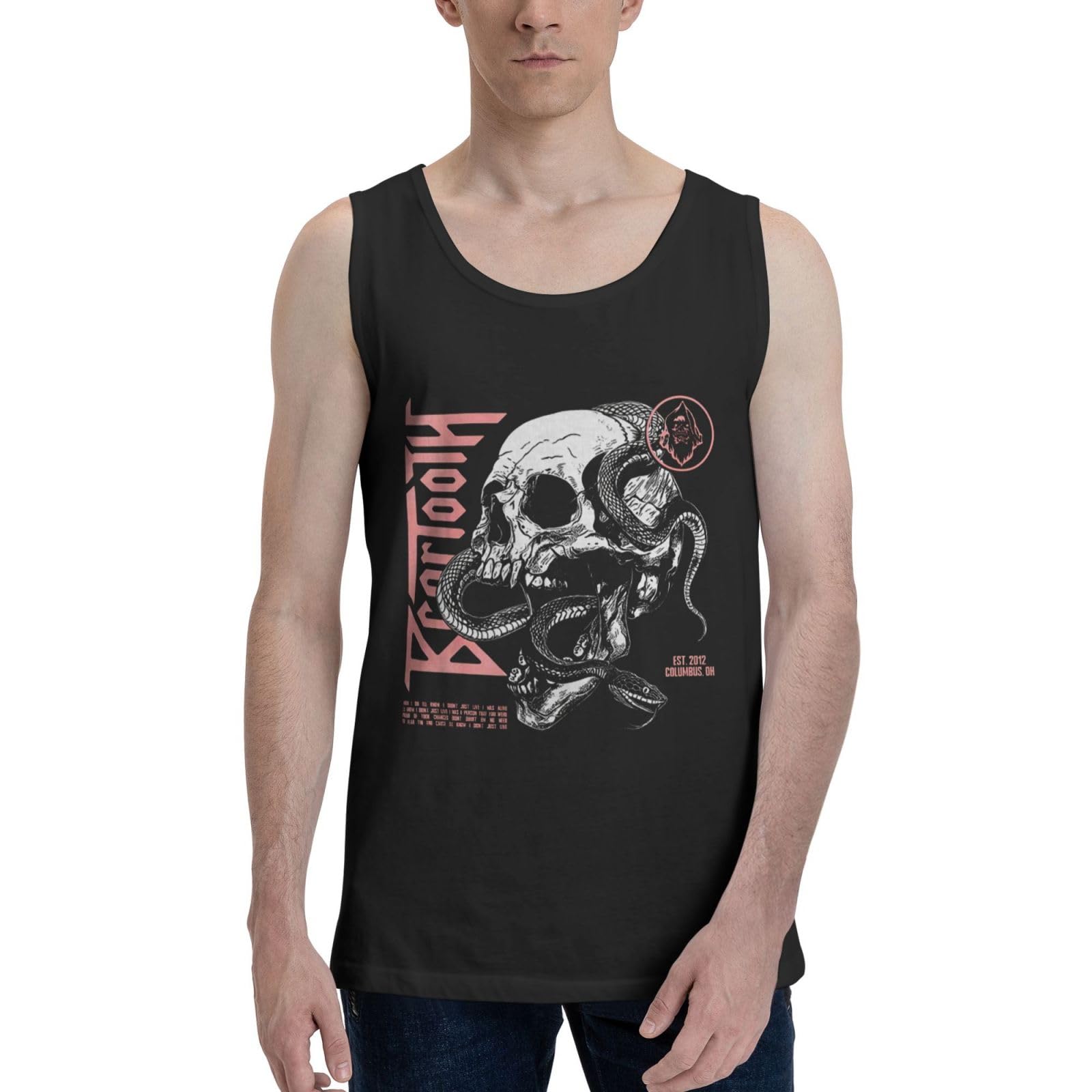 Kervagate Men's Tank Tops Workout Graphic Cotton Casual Sleeveless Shirts Casual Vests Black