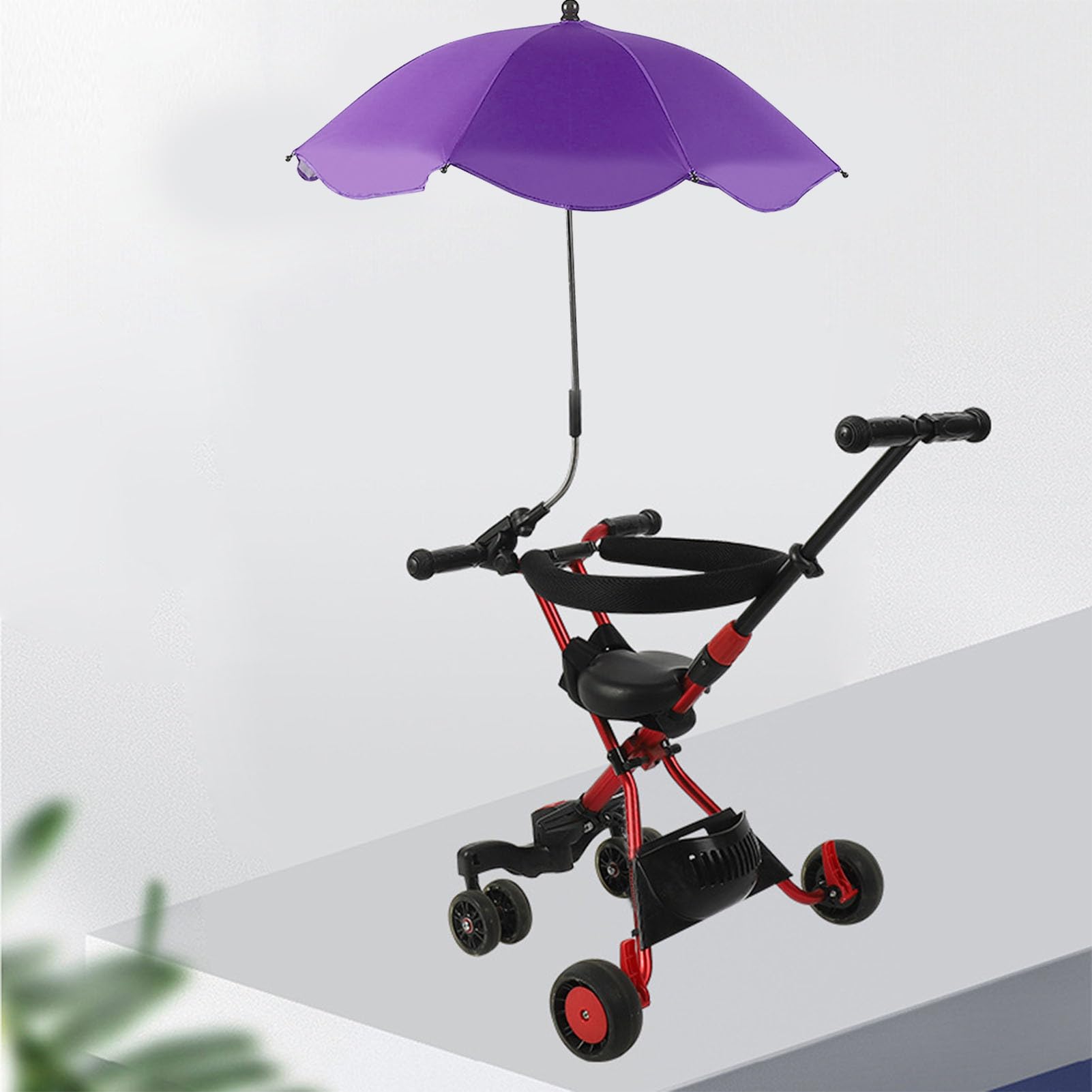 Parasol do Wózka Dziecięcego 14 Cali, Uniwersalna Parasolka do Wózka Dziecięcego Regulowana Ochrona UV Parasol Przeciwsłoneczny do Wózka Spacerowego, Gondoli, Wózka Inwalidzkiego (Fioletowy (srebrny klej))