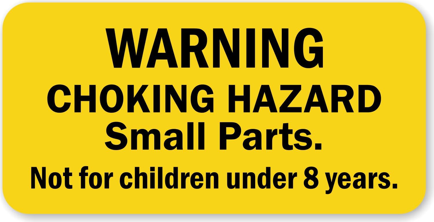 SmartSign (750/Pack) Warning Choking Hazard Small Parts Not for Children Under 8 Years Labels in Dispenser Box, 0.5 x 1 inch, Semi-Gloss Paper Stickers with Permanent Adhesive, Yellow/Black, USA-Made