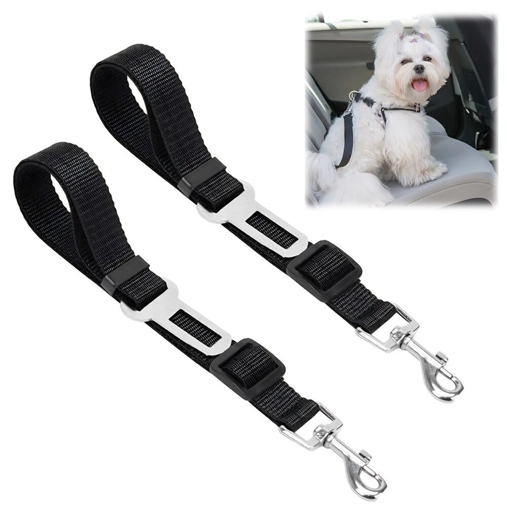 Ram® 2 X Dog Car Seat Belts 70CM Adjustable Car Seatbelt Harness Strap For Dogs Cat Travel Strong Durable Clip On Pet Travel Seat Belt