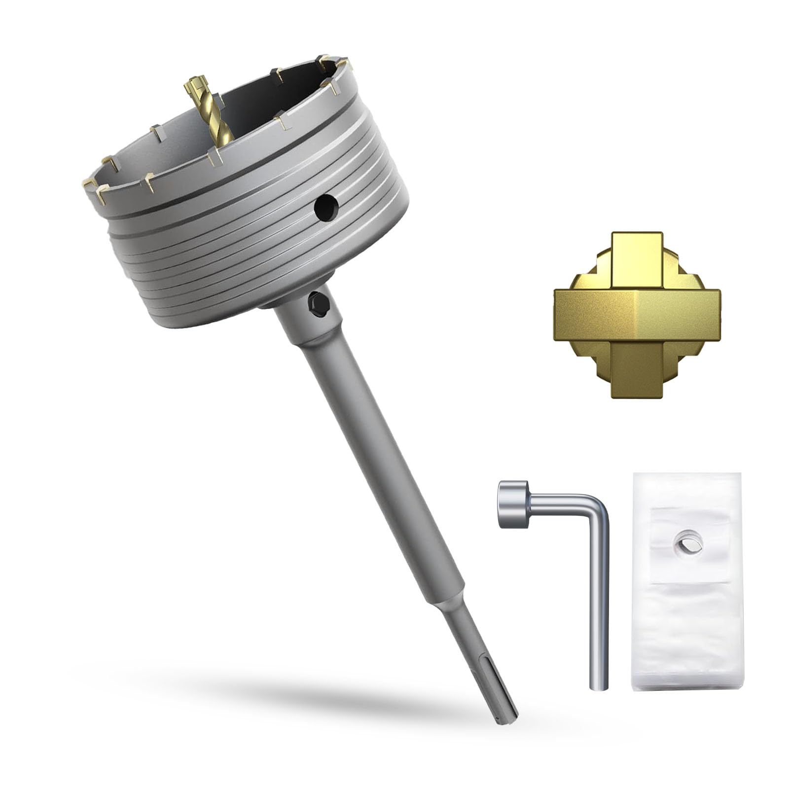 METOTY 110mm Concrete hole saw drill bit,with SDS Plus adapter 220mm drill bit socket，for masonry, brick, concrete, cement, stone