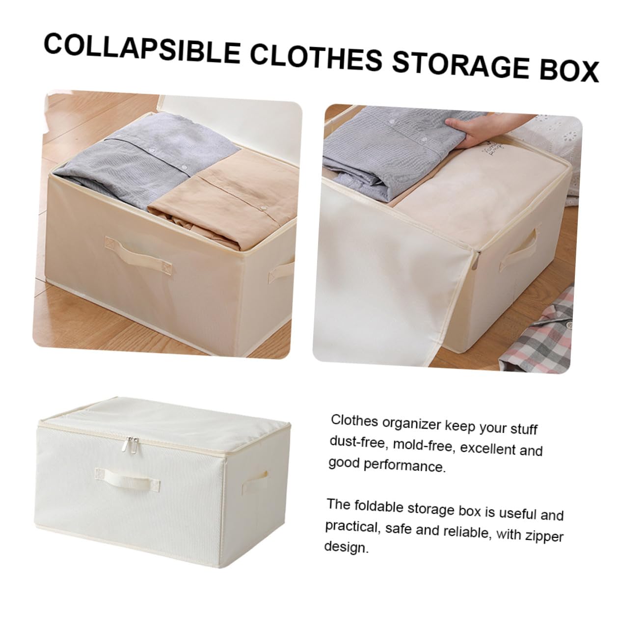 Scatola Portaoggetti Pieghevole Grande in Tessuto Oxford con Cerniera Contenitore Organizer per Vestiti e Giocattoli Capiente e Facile da Riporre