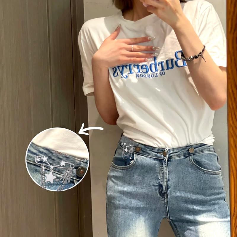 Image of Y2k Chain Brooch Pins for Women Silver Gold Tassel Pin for Coat Collar Brooch Pin Y2k Punk Shoes Clothing Accessories