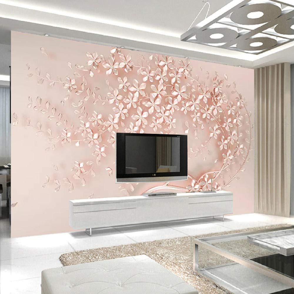 3D Papier Peint Mural Rose Or Fleur De Luxe Salon 3D Stéréo TV Fond Décoration Murale Papier Peint Décoration de La Maison