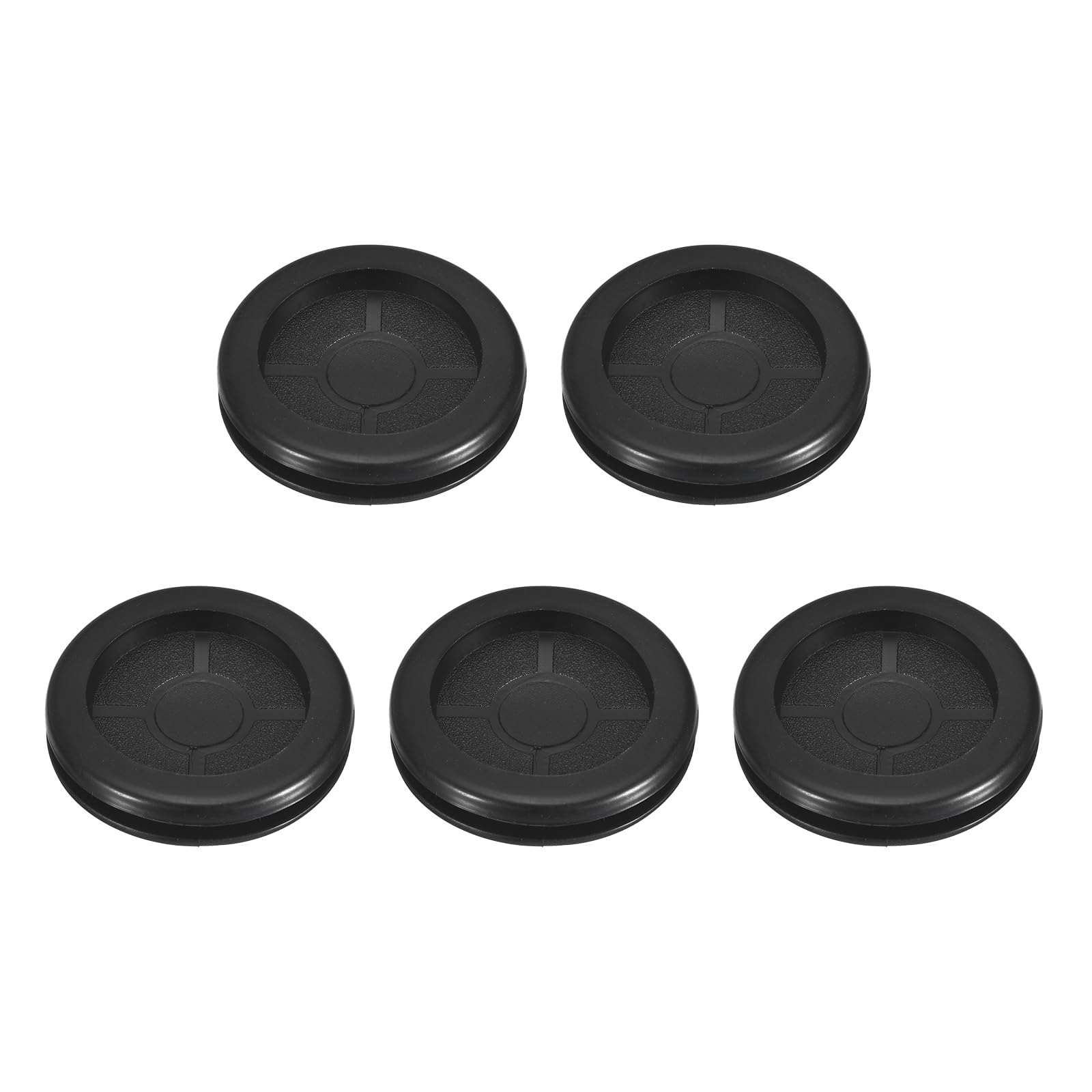 Unifizz 5Pcs Rubber Cable 1-1/4" (32mm) Drill Hole, 1-1/8"(29mm) Double-Sided Hole Plug Ring Gaskets for Cable, Cord Protection Worktops, Cabinets, Appliances and Electrical Panels, Black