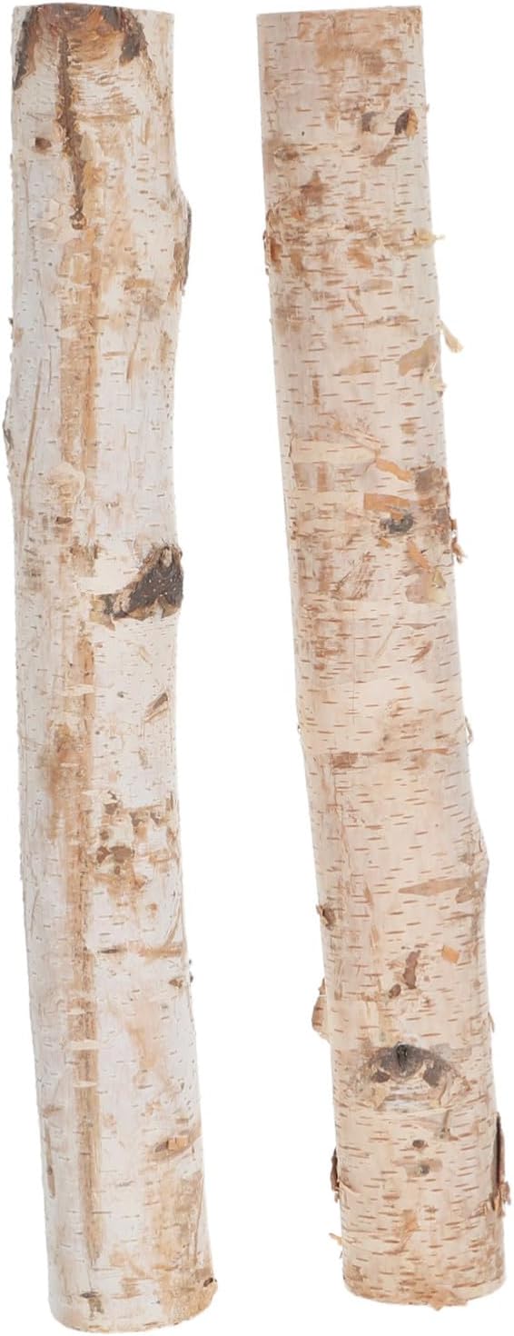 ORFOFE 2pcs Natural Birch Wood Logs for Crafts and Fireplace Decoration Unfinished Rustic Wood Logs 4-6cm Diameter 42cm Length for DIY and Fire Pit Use