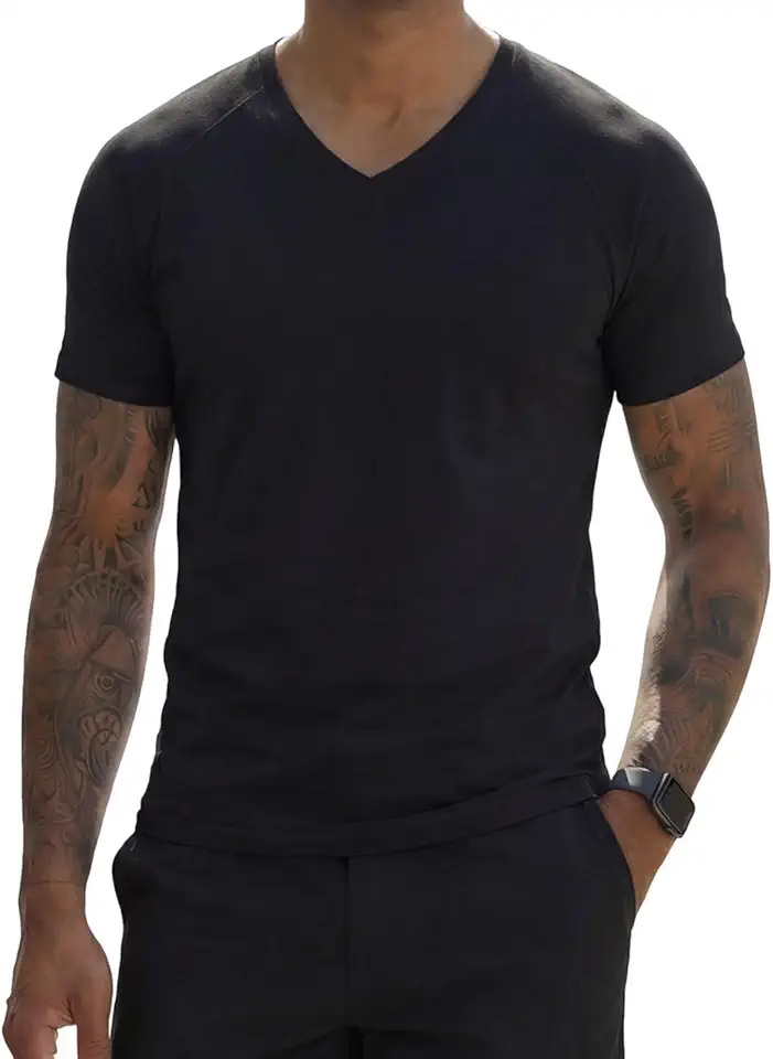 Men's V Neck T Shirts Athletic Short Sleeve Casual Lightweight Workout Performance Hiking Tee Top