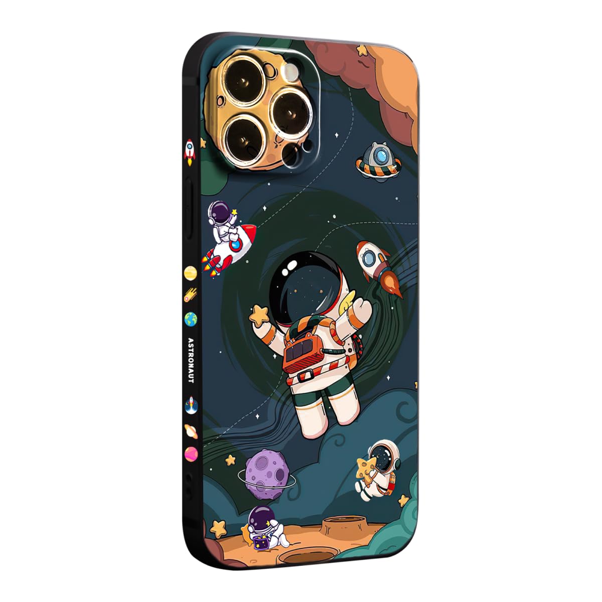WOFOLE Compatible with iPhone 16 Pro Max Case for Boys Girls Cute Cartoon Astronaut Rocket Design Aesthetic Shockproof Designer Cool Phone Case for