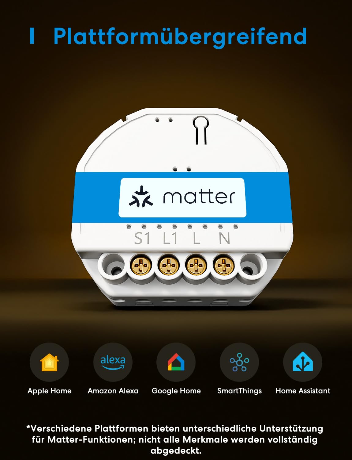 Meross Matter WLAN Schalter Unterputz 4 Stück, Neutral Erforderlich, Lichtsteuerung, Energieverbrauch & Zeitschaltuhr, kompatibel mit HomeKit, Alexa, Google Home und Home Assistant