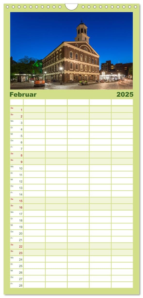 Familienplaner 2025 - Stadtansichten aus Boston mit 5 Spalten (Wandkalender, 21 cm x 45 cm), CALVENDO: Sehenswürdigkeiten und idyllische Orte (CALVENDO Orte)