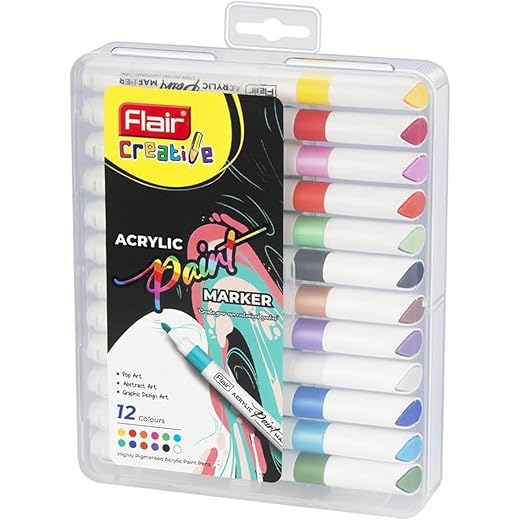 FLAIR Acrylic Paint Pen Set 12 Shades