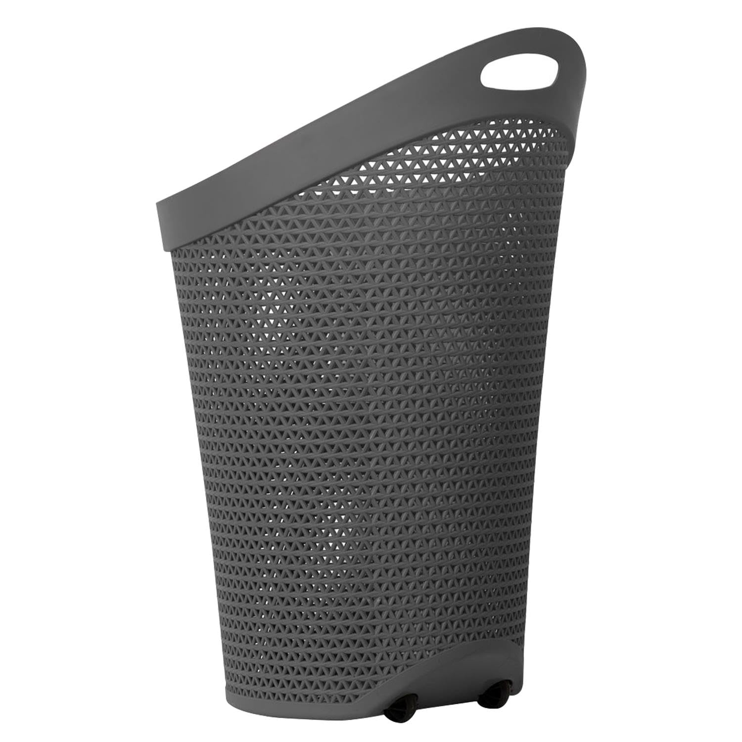 Daniel James Housewares Grey 100L Laundry Basket With Wheels - Large Plastic Wheeled Washing Basket With Handle - Heavy-Duty Rattan Laundry Trolley Hamper Clothes Storage Organiser For Bedroom & Bathroom – 100 Litre