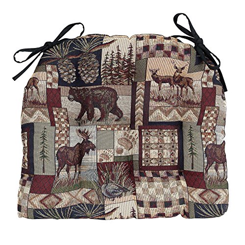 Black Forest Décor Woodland Cabin Chair Pad – Reversible Lodge-Themed Seat Cushion – Rustic Indoor Accent