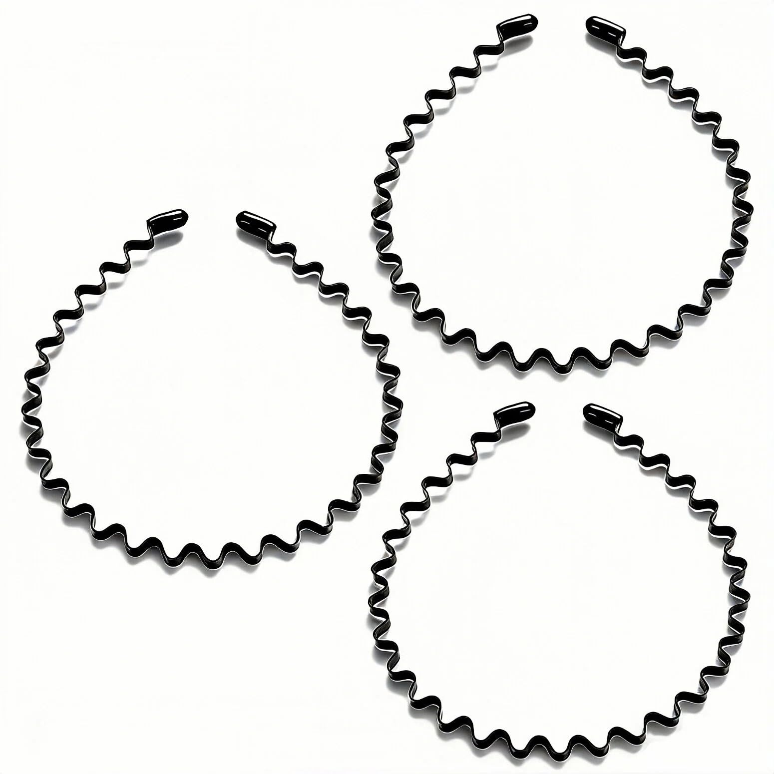 Metal Hair Band, Unisex Black Headbands, Wavy Stylish Design Metal Hair Ties for Men, Adjustable Headband for Women Outdoor Sports and Daily Wear. (3 Pcs)