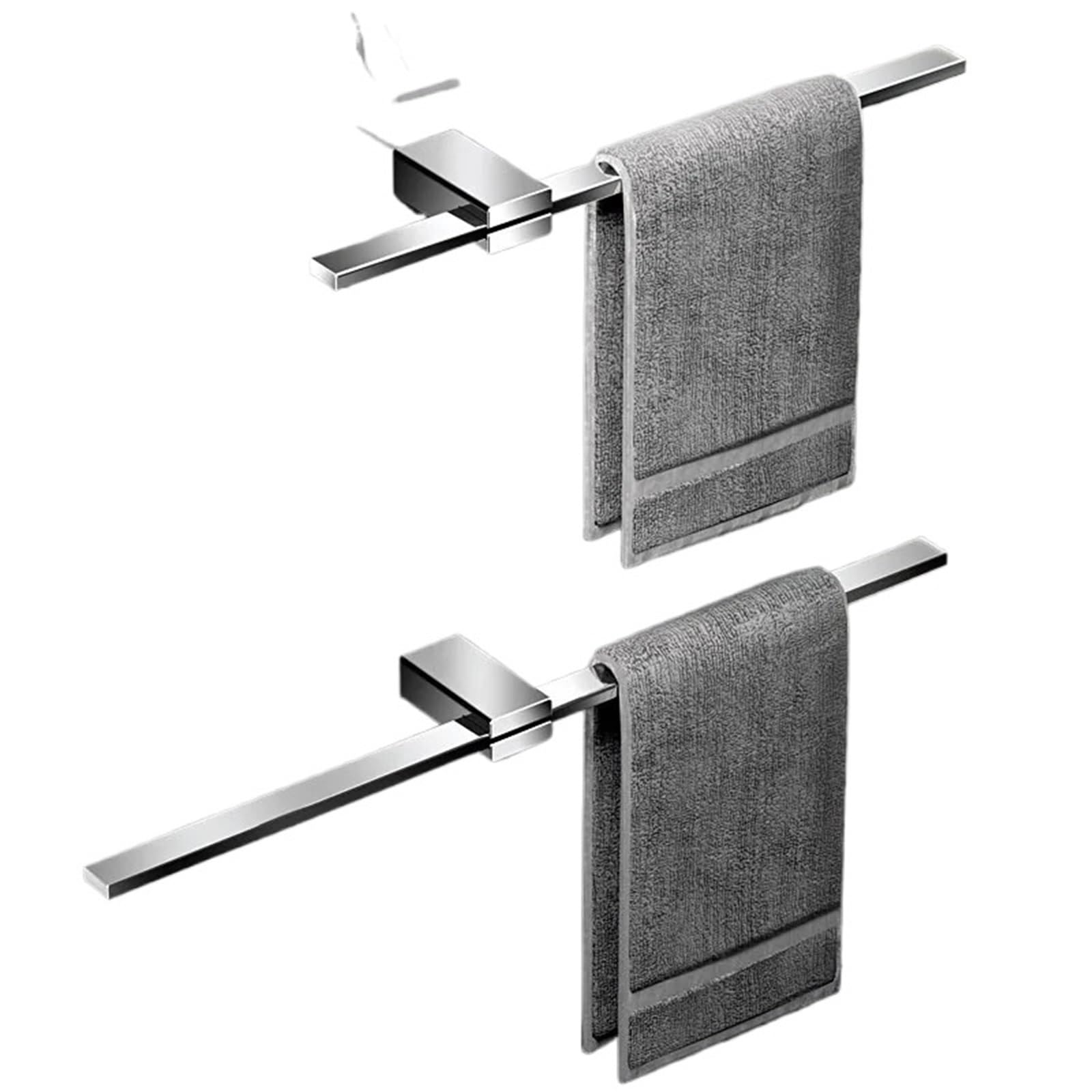 40/50cm Towel Rack Hanger Bath Holder Wall Bar Space Square Bathroom Shelf Kitchen for Bathroom(40CM Chrome)