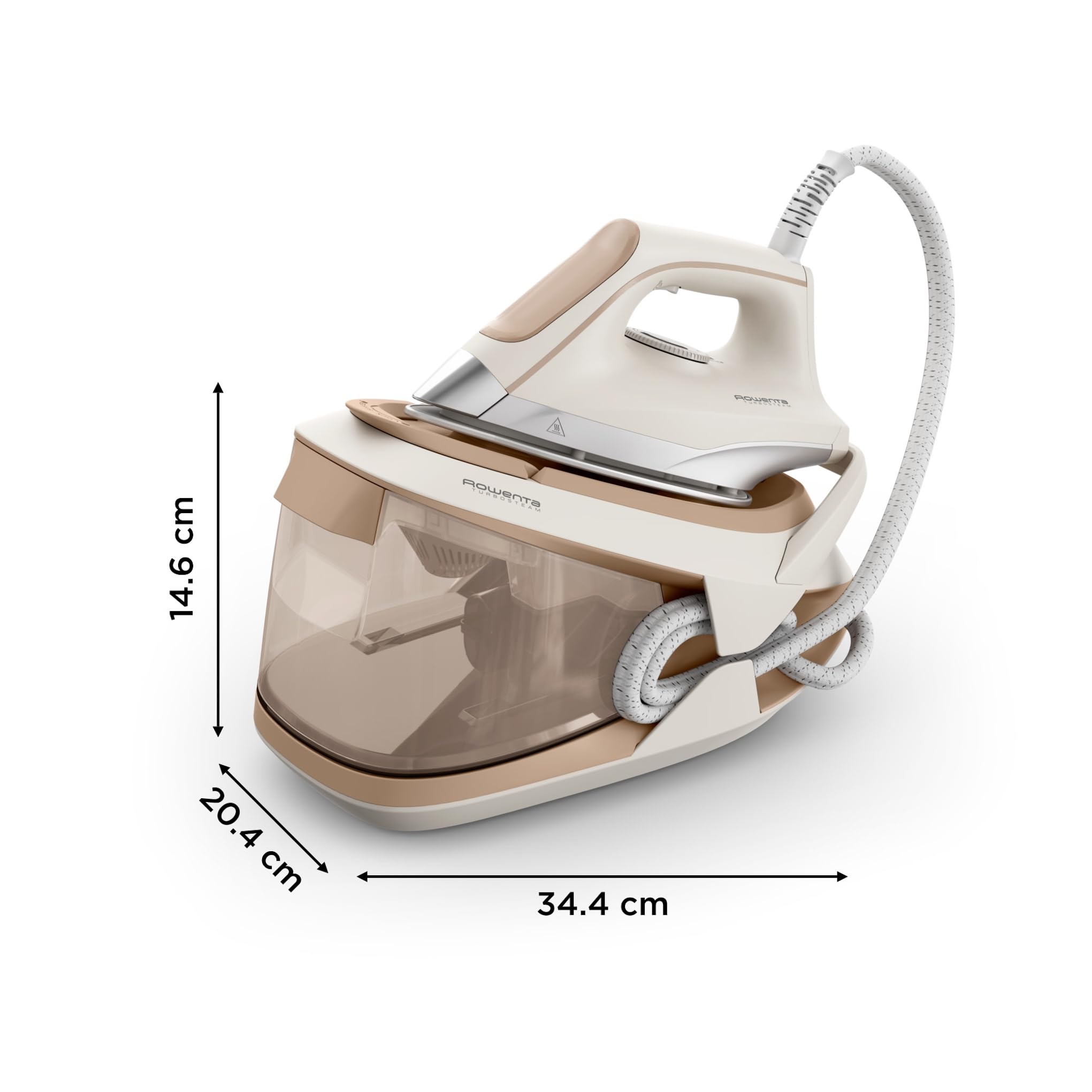 Rowenta Turbosteam Generatore di Vapore Compatto e Potente con Piastra MicroSteam400 e Serbatoio XL da 1,7L, Con Modalità Eco e Stiratura Verticale, VR8326