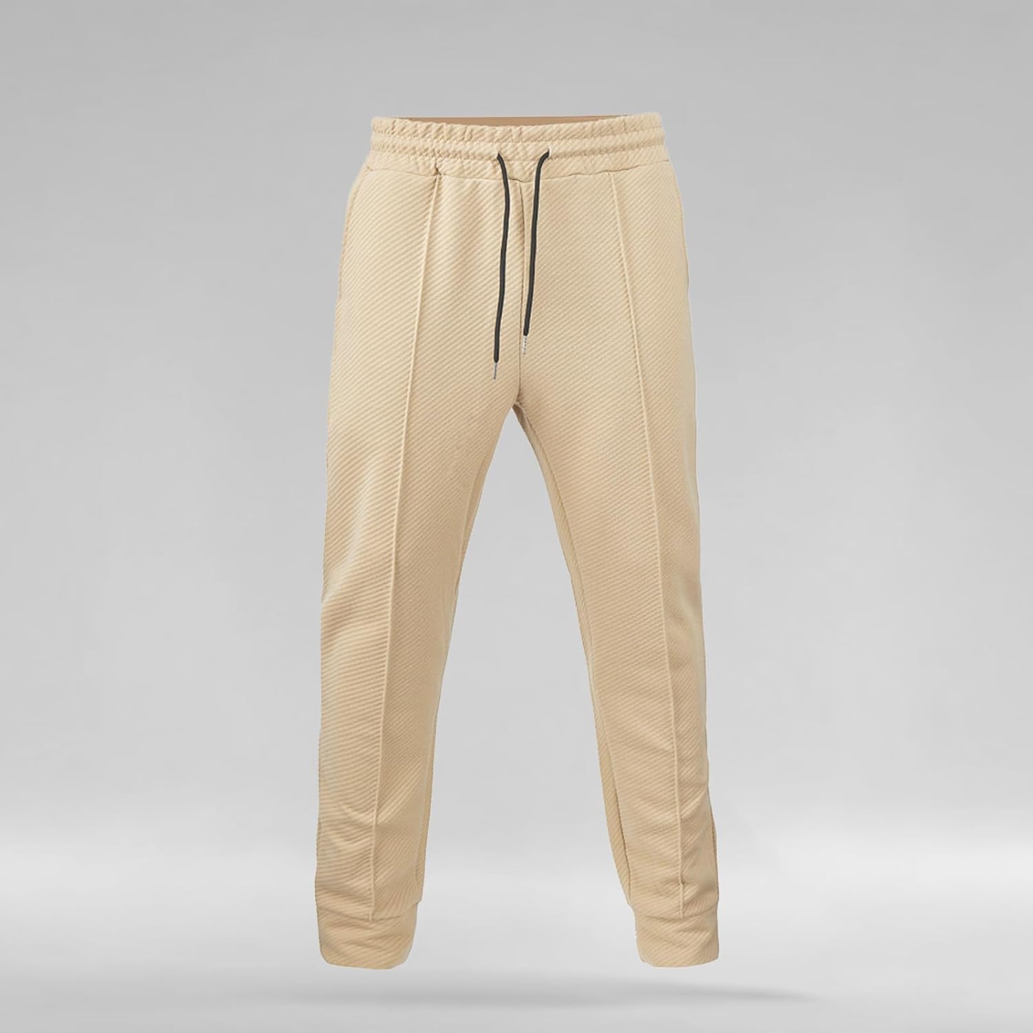 Mens Pants Fashion Casual Elastic Waist Drawstring Slim Fit Tapered Pant Solid Color Trousers with Pockets - Image 2