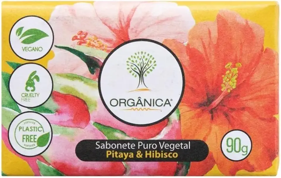 Orgânica Sabonete em Barra Puro Vegetal Vegano 90g Pitaya e Hibisco