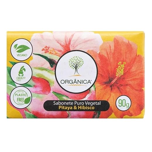 Orgânica Sabonete em Barra Puro Vegetal Vegano 90g Pitaya e Hibisco