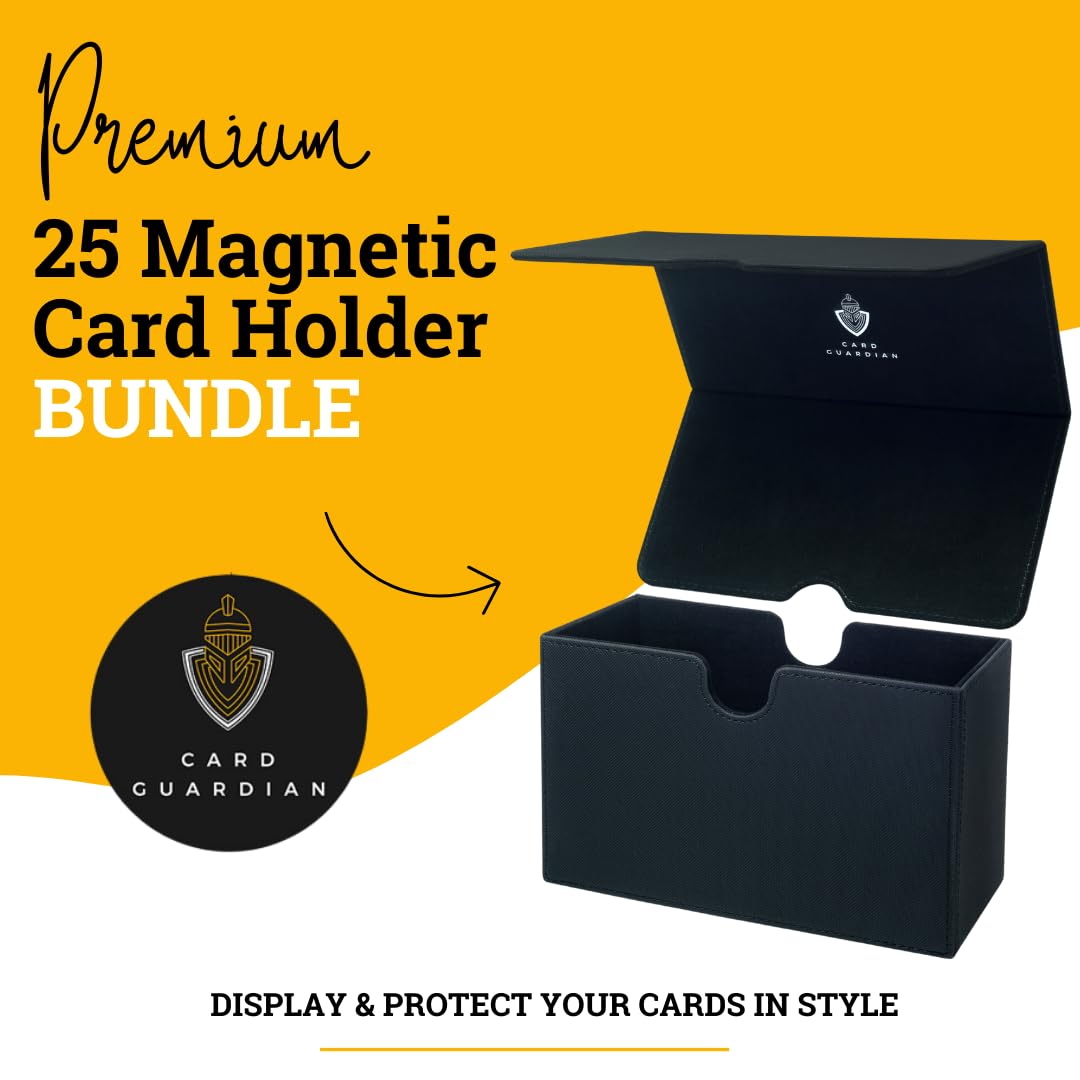 Card Guardian - Ensemble porte-cartes magnétique | Boîte Premium avec 25 porte-cartes magnétiques et chiffon de nettoyage (noir)