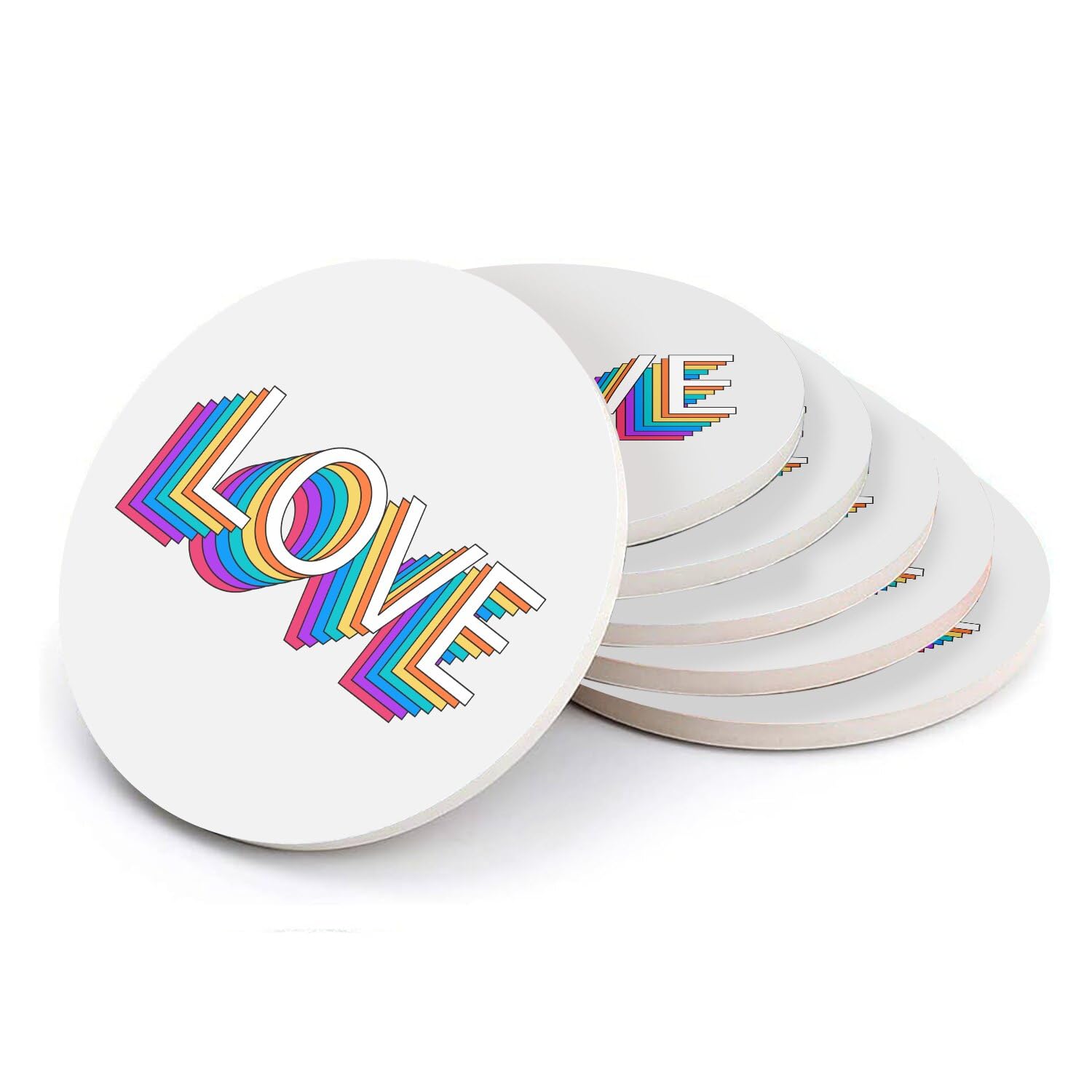 Sous verre ronds en céramique Love Pride pour célébrer l'amour au quotidien