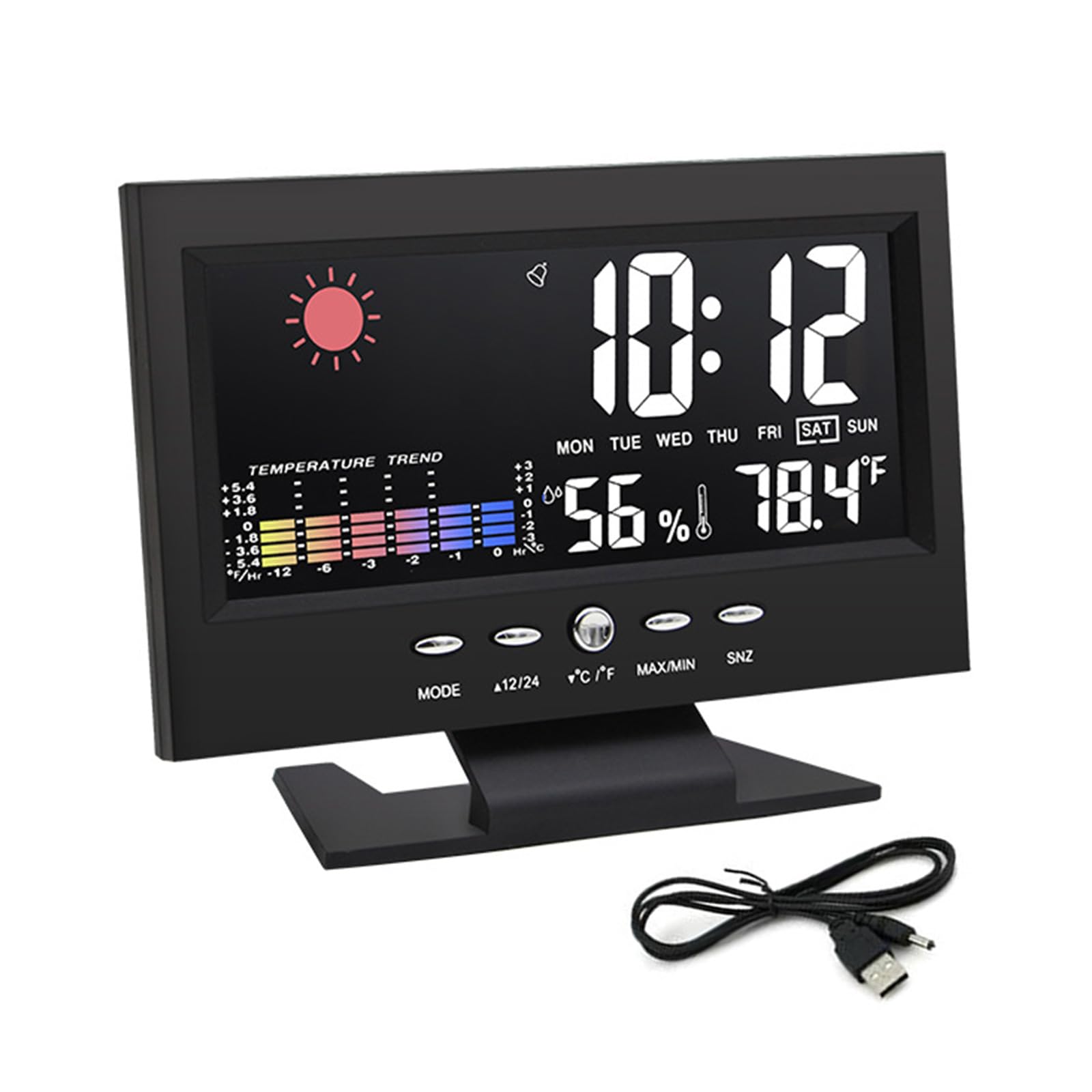 Digital Indoor Outdoor Thermometers Hygrometer with Clock Calendar Alarm Voice Control Backlight for Home Digital Weather Thermometers for Home