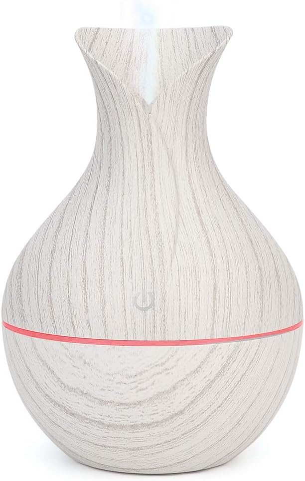 Humidificador USB de 130 ml, Difusor de Aroma Ultrasónico Difusor de Aceite Esencial Modo de Reposo con Luz LED de 7 Colores para Oficina en Casa(Blanco)