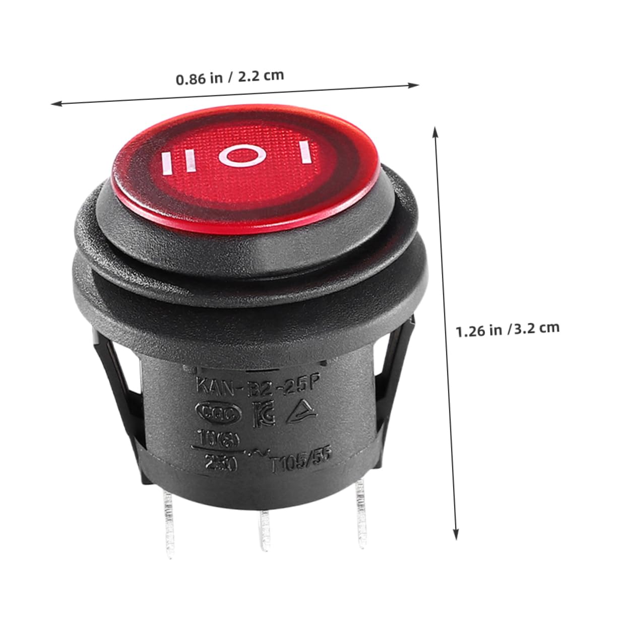 STOBAZA 5pcs Replacement Part Reusable Switches for Car Marine Boat Marine Toggle Button Waterproof Switches Circle Toggle Switches Practical Switches Small Switch Pa66