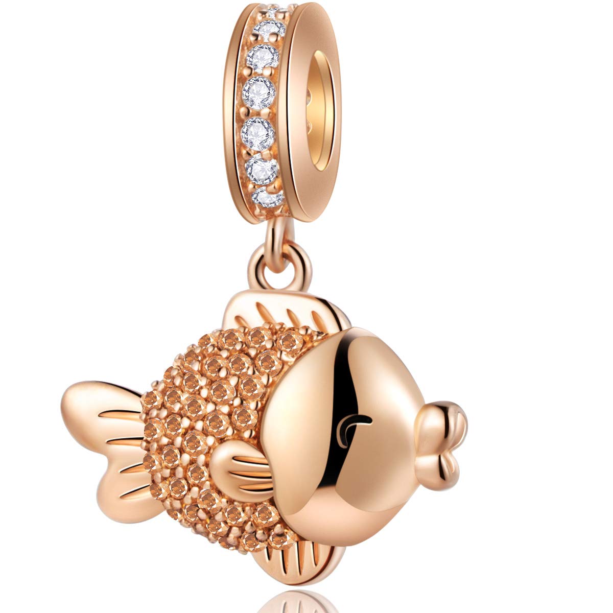 Sea Ocean Charms fits European Summer Animal Bracelet, Mother/Son Dolphins, Turtle on Blue Glass Beads, Rose Gold Fish, Seahorse Tropical Sea life