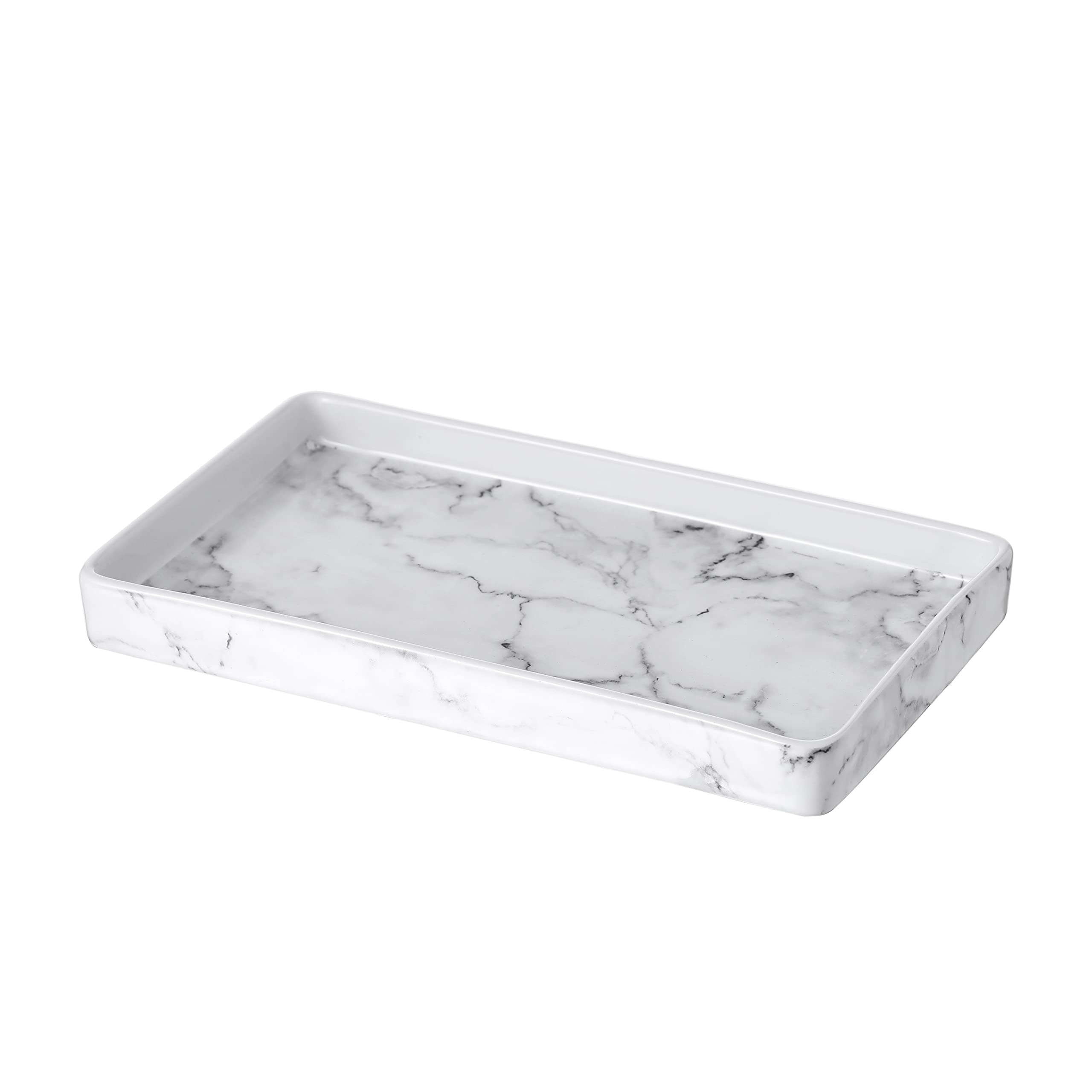 Motifeur Bathroom Accessories Ceramic Vanity Tray (Marble Look)