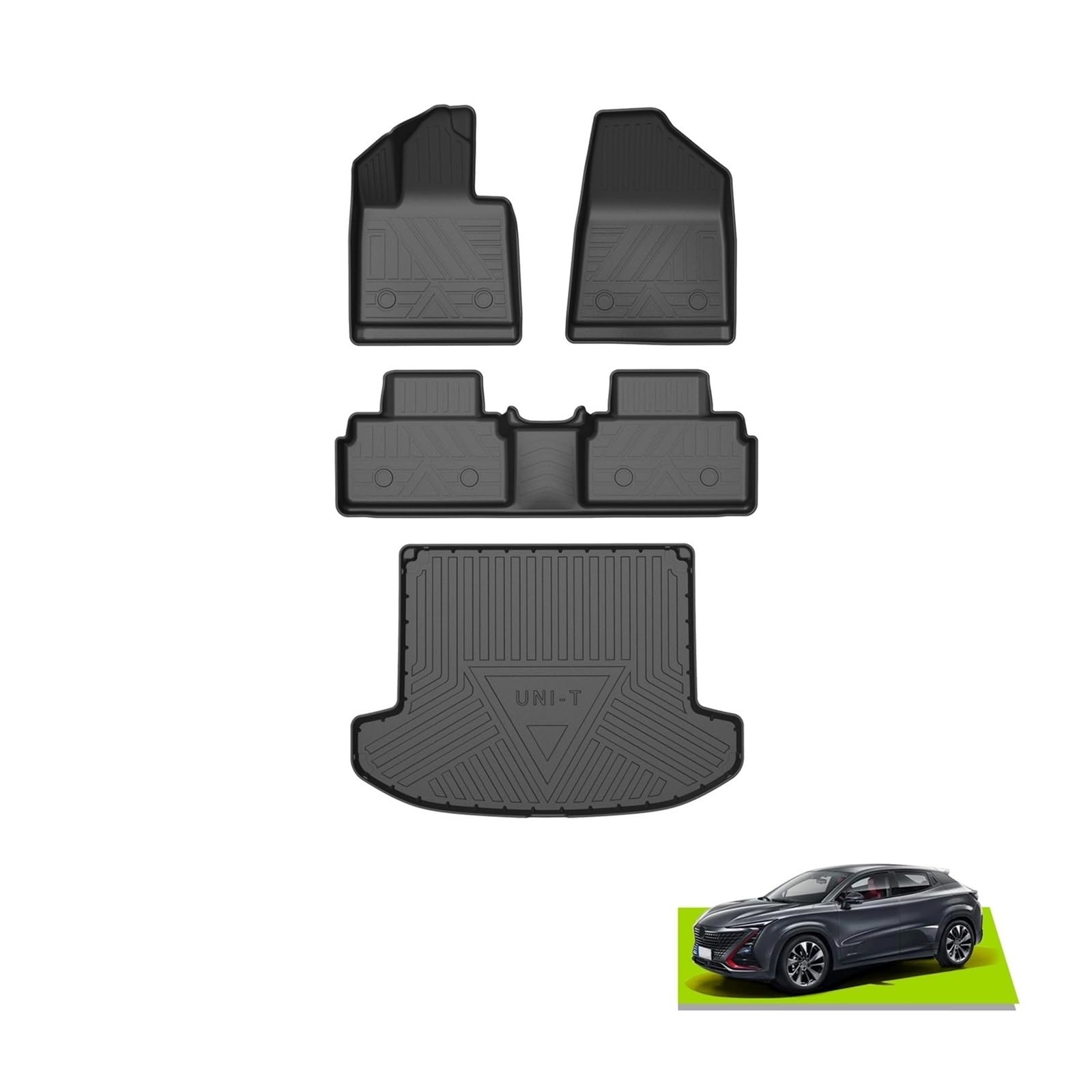 TECER Car Floor Mats Trunk Pad Compatible with Changan UNI-T All-Weather Waterproof Accessories TPE Left Hand Driving LHD — view 2