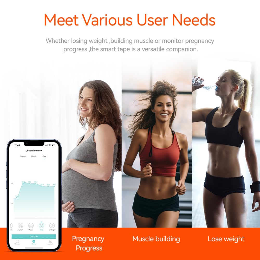 Mètre Ruban Connecté Premium – Affichage LED HD, Rechargeable USB, Précision 0,1 cm – App Mobile Fitdays – Mesure Corps, Sport & Fitness (Biceps, Taille, Hanches, Cuisses, Mollets…)