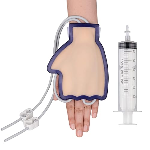 SimCoach Kit de práctica de flebotomía y venipuntura, kit de entrenamiento de práctica IV portátil, entrenador de inyección de mano dorsal, kit de