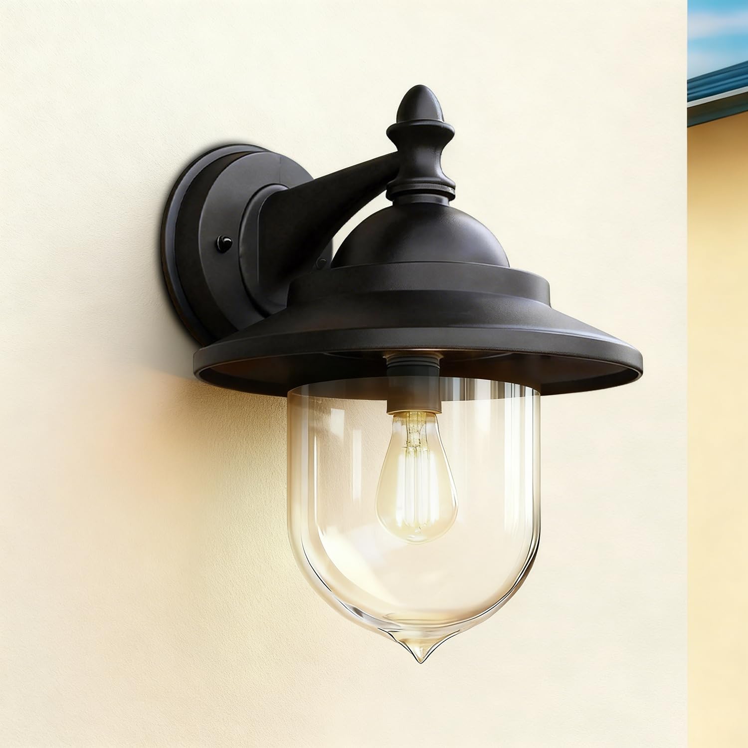 EBION Aussenlampe Wand E27, AußEnlampe AußEnwandleuchten Aluminum IP44 Wasserdicht, Wandleuchte Vintage Ausenbeleutung Hauswand Schwarz, Garten, Veranda, Terrasse, 15W