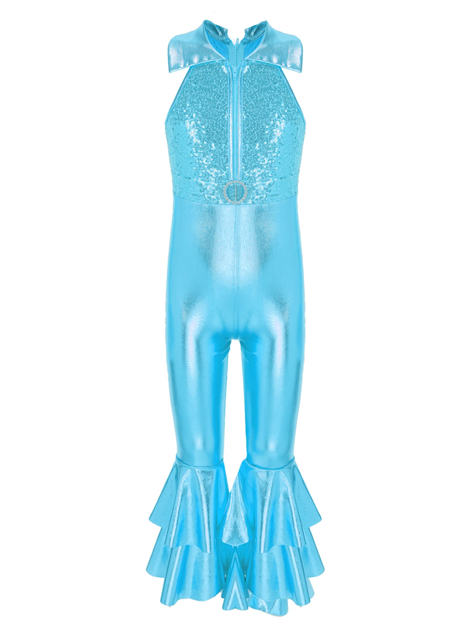 Freebily Mono Brillante de Danza Gimnasia para Niña Maillot de Elástica con Cremallera Body de Ballet Gimnasia Rítmica Disfraz de Baile Competición 5-14 Años