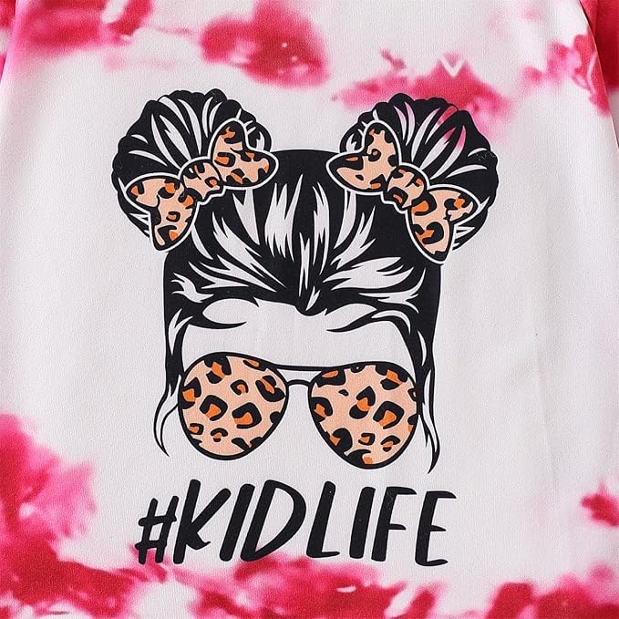 Image of Kid Toddler Girl Clothes - Tie Dye Hoodie Sweatshirt Girl Outfits Pullover Jogger Hooded Sweatpant Set