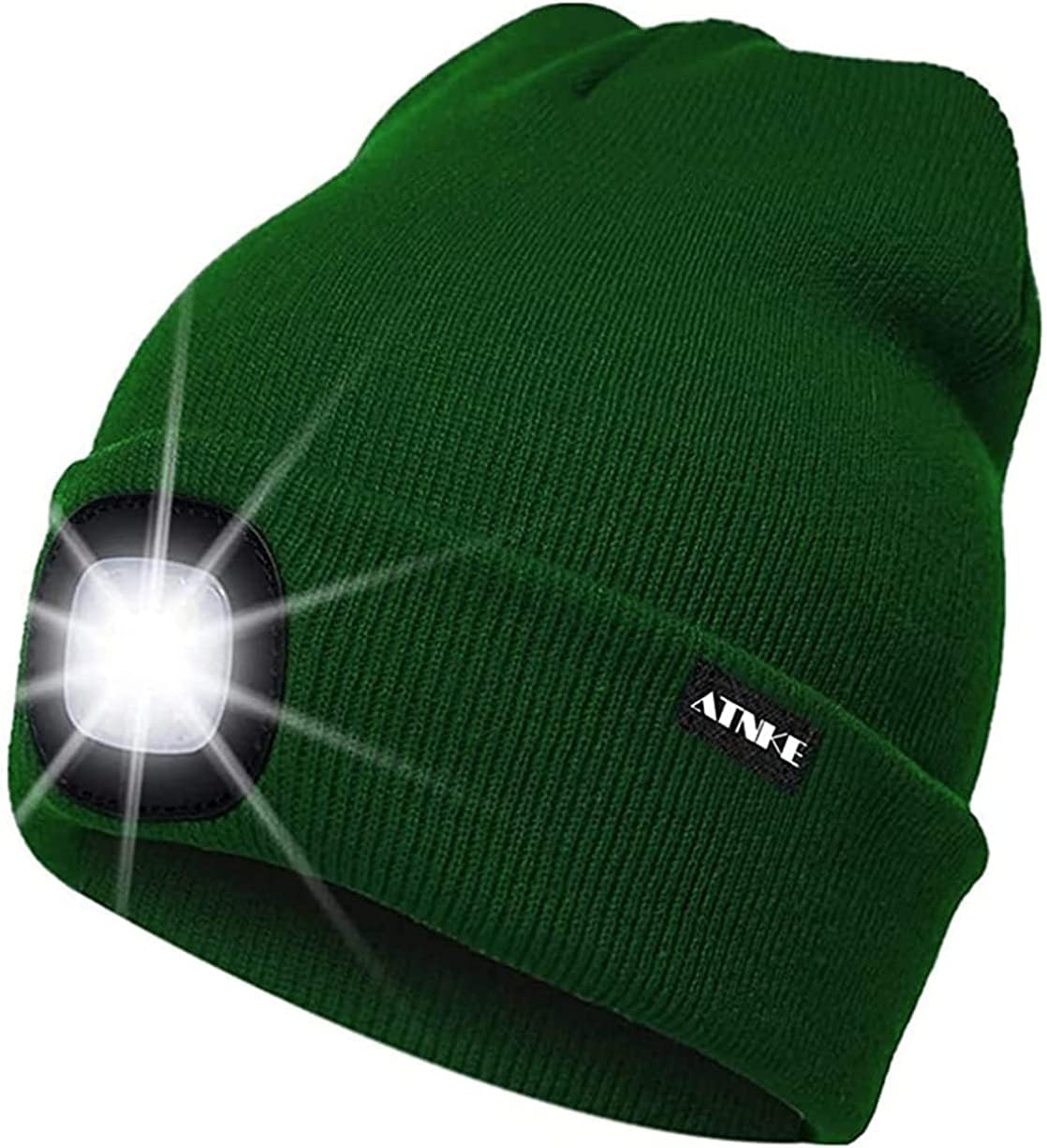 ATNKE LED Cappello Illuminato Berretto,USB Ricaricabile Cappello da Corsa 4 LED Impermeabile Luce Invernale Calda Lampada Frontale Regali per Uomo e Donna