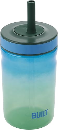Built Vaso Bedford de 16 onzas líquidas de una sola pared con sello de paja de Tritan Bedford, tapa de pajilla, resistente a derrames, mantiene las