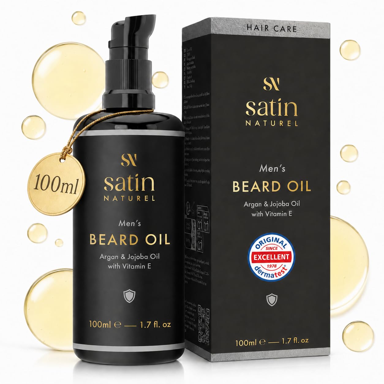 Satin Naturel Huile à Barbe Bio Pressée à Froid 100 ml