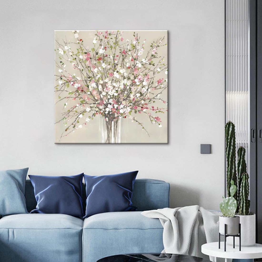 Amazon.co.jp: アートパネル 桃の花 ポスター手描き 絵画 壁画 北欧