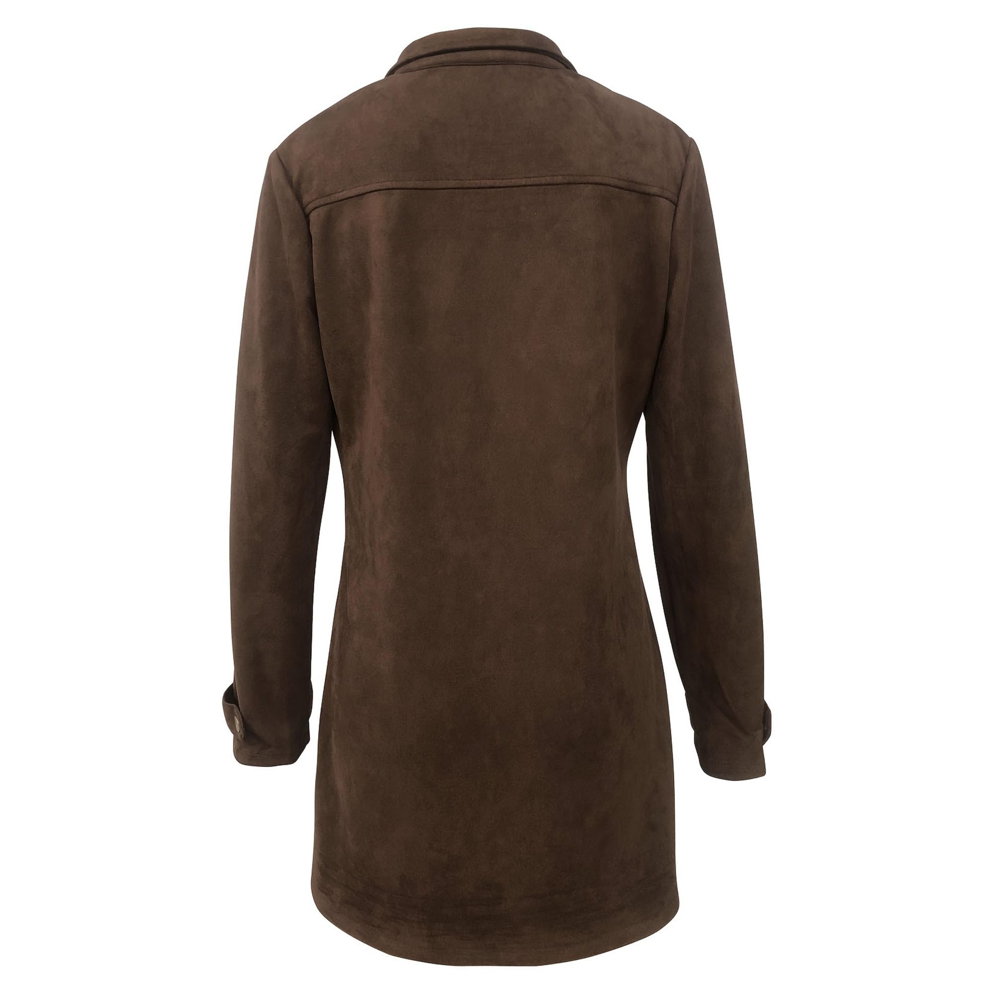 Giacca primaverile leggera da donna retrò in pelle scamosciata sintetica giacca con cerniera cappotto militare casual midi lungo Outwear