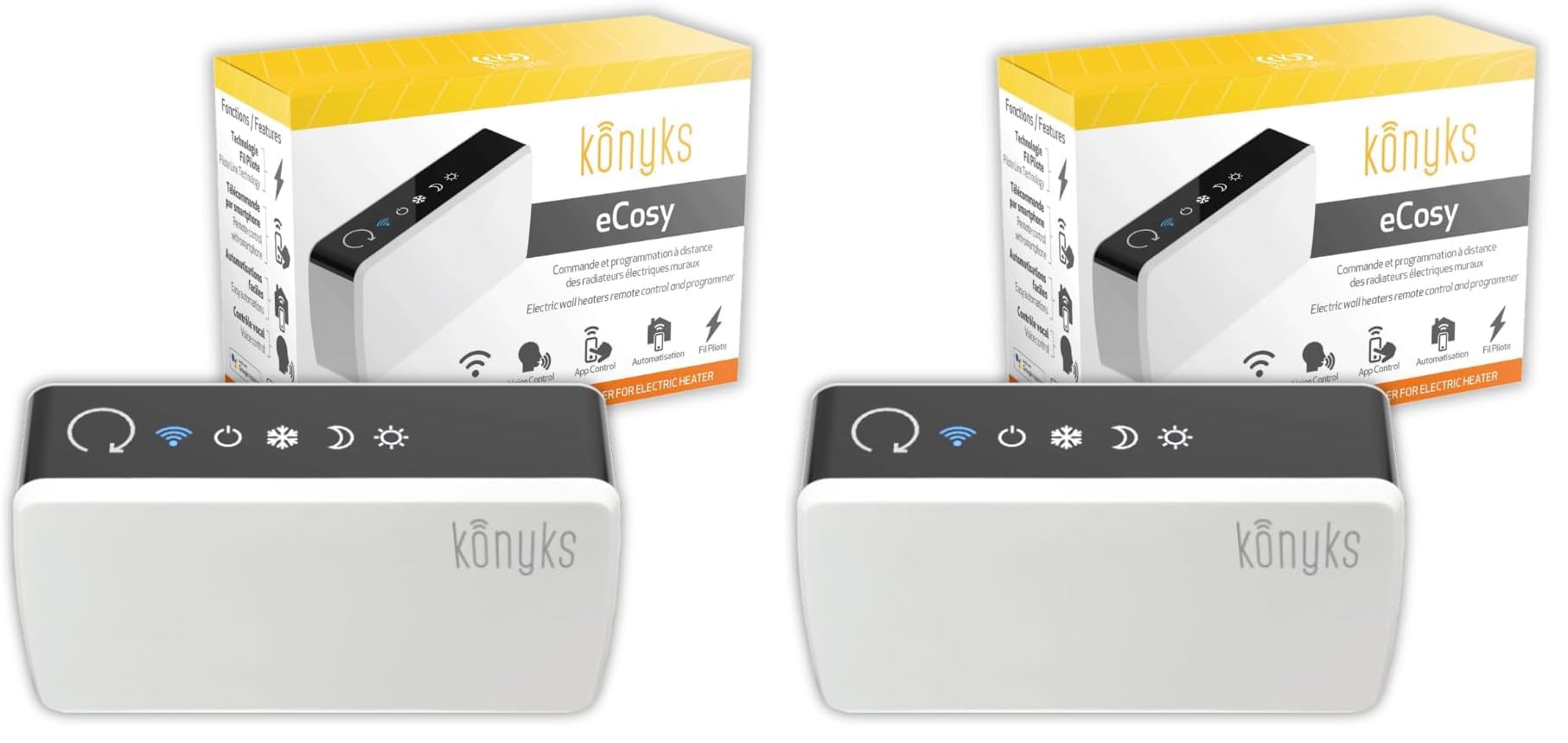 Contrôleur connecté fil pilote 6 ordres Konyks eCosy avec voyants de mode