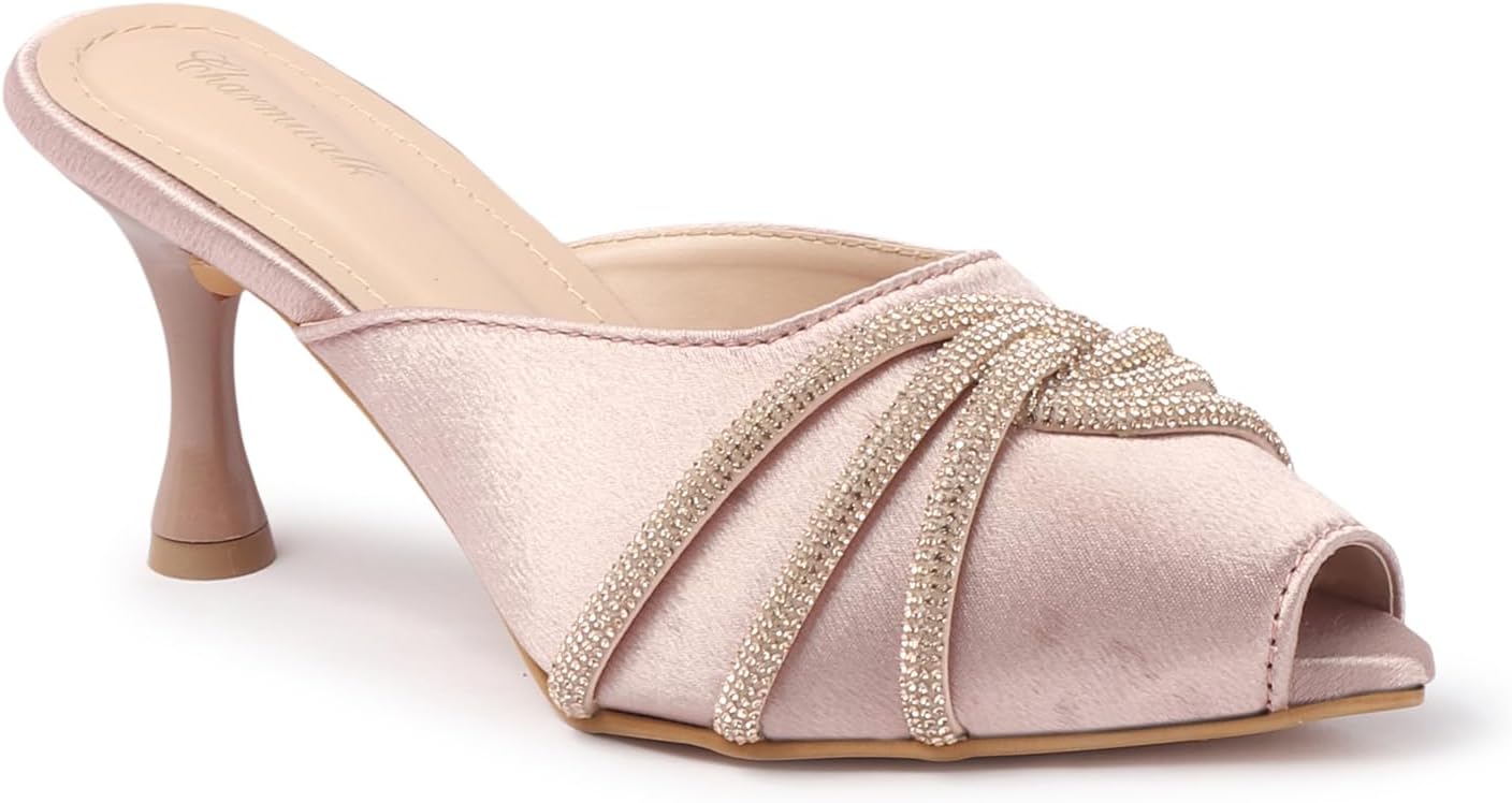 Women’s Heels Sandals – Elegant Brown Stiletto with Embellished Straps | Stylish Slip-On Heels for Wedding, Party & Casual Outfits