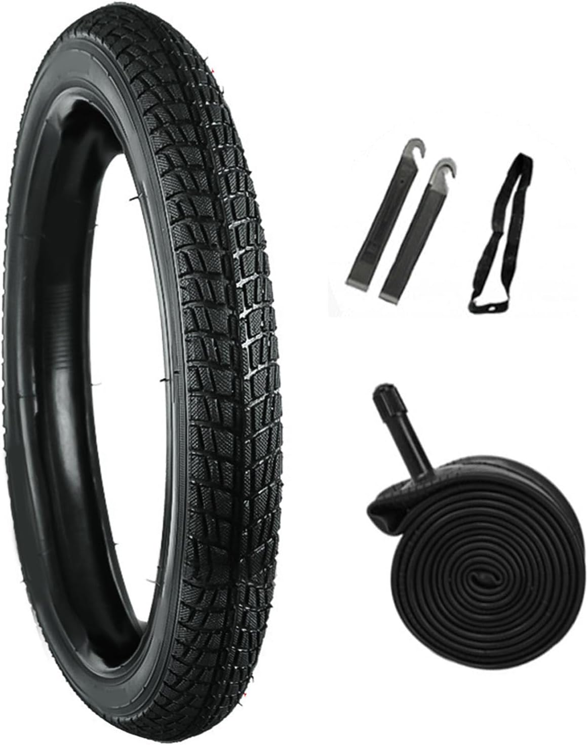 Tyenaza Bike Tire, 12X1.75 Kids Bike Tire with Inner Tube Thickened Rubber Grooved Pattern Strong Grip Anti Slip Bike Parts