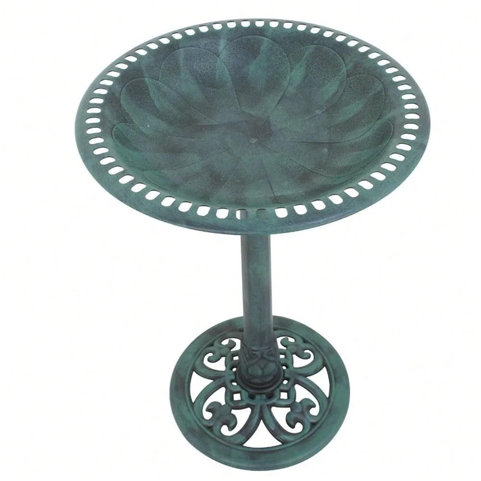 Metal Bebedero pajaros con Pie Baño for pájaros de Lujo 28" Verdigris ensamblado | Comedero for pájaros Jardín al aire libre Patio trasero