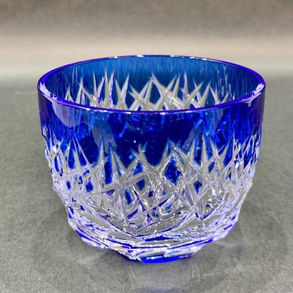 HANLX Glass Wine Cup Beautiful Deep Blue Cut Glasses Funky Tumbler Glasses Water Cups 3 W x 3