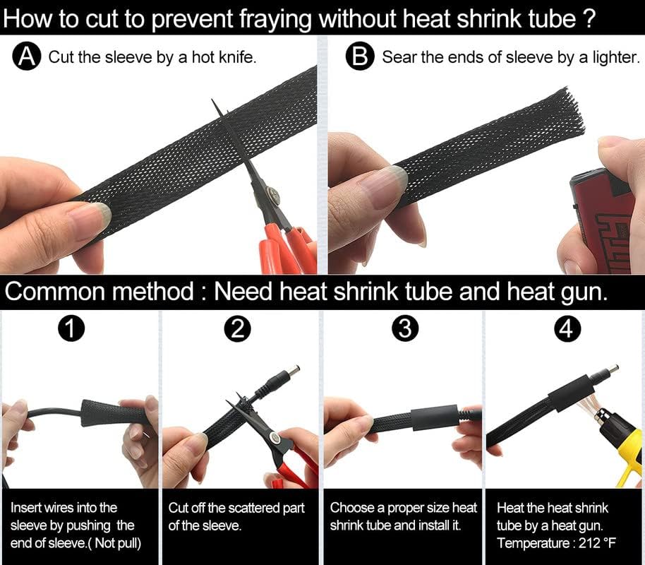 Miniatura 7 de Telar de alambre trenzado expandible PET de 12 pulgada para cable de envoltura de cable, tubo protector de alambre de 100 pies, rojo y negro