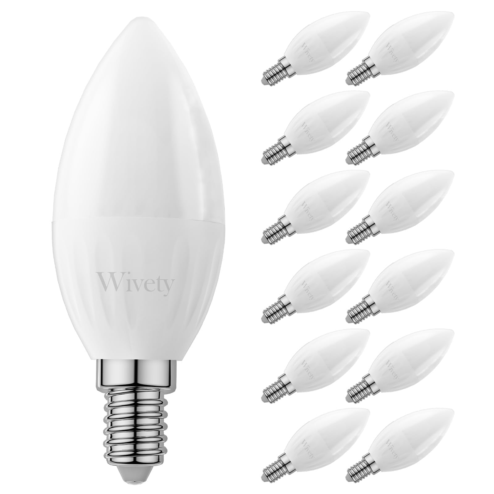 Wivety Pack of 12 E14 Cool White 6000K 6W (60W Equivalent) 600 Lumens, Non-Dimmable, for Indoor and Home Lighting