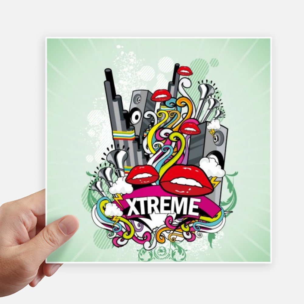 Sticker bouche graffiti coloré 20x20 cm autocollant mural et décalco moto PC portable 4Pcs
